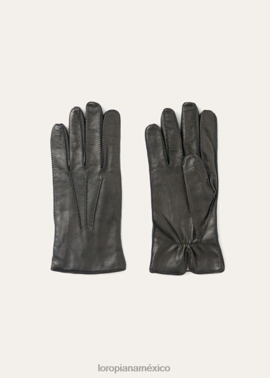 Loro Piana hombres guantes harris negro (8000) 2FPNR1311