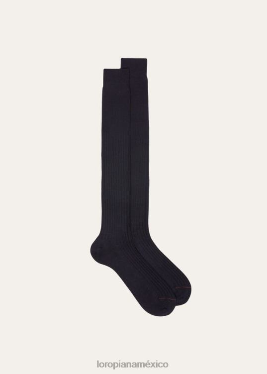 Loro Piana hombres calcetines costina negro (8000) 2FPNR1320