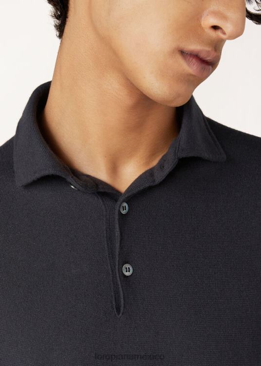 Loro Piana hombres polo negro (8000) 2FPNR836