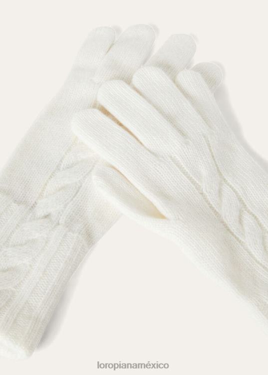 Loro Piana mujer guantes courchevel blanco (1000) 2FPNR622